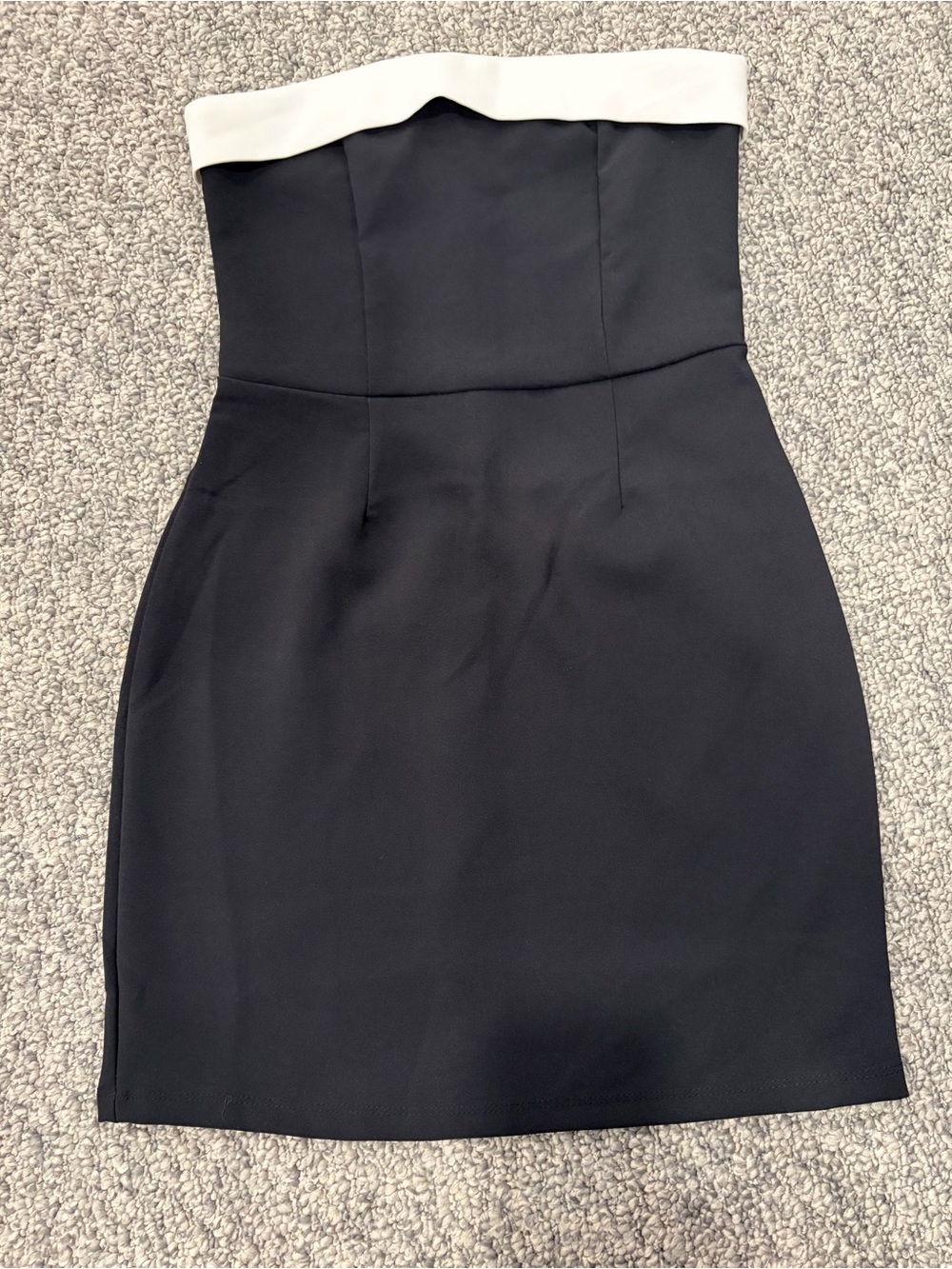 Edikted Strapless Black Dress with White Trim